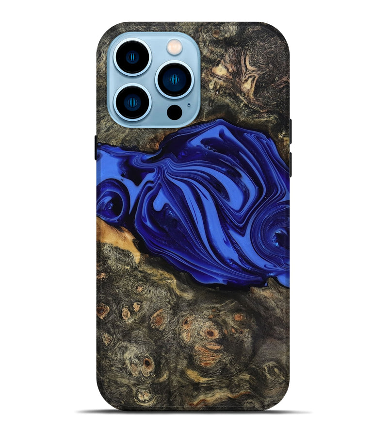 iPhone 14 Pro Max Wood Live Edge Phone Case - Kayce (Blue, 816903)