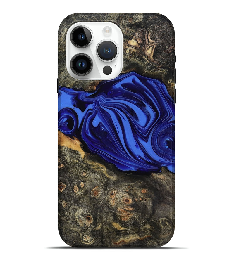iPhone 15 Pro Max Wood Live Edge Phone Case - Kayce (Blue, 816903)