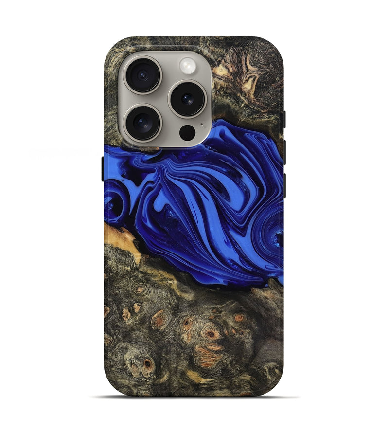 iPhone 16 Pro Wood Live Edge Phone Case - Kayce (Blue, 816903)