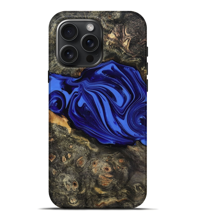 iPhone 16 Pro Max Wood Live Edge Phone Case - Kayce (Blue, 816903)