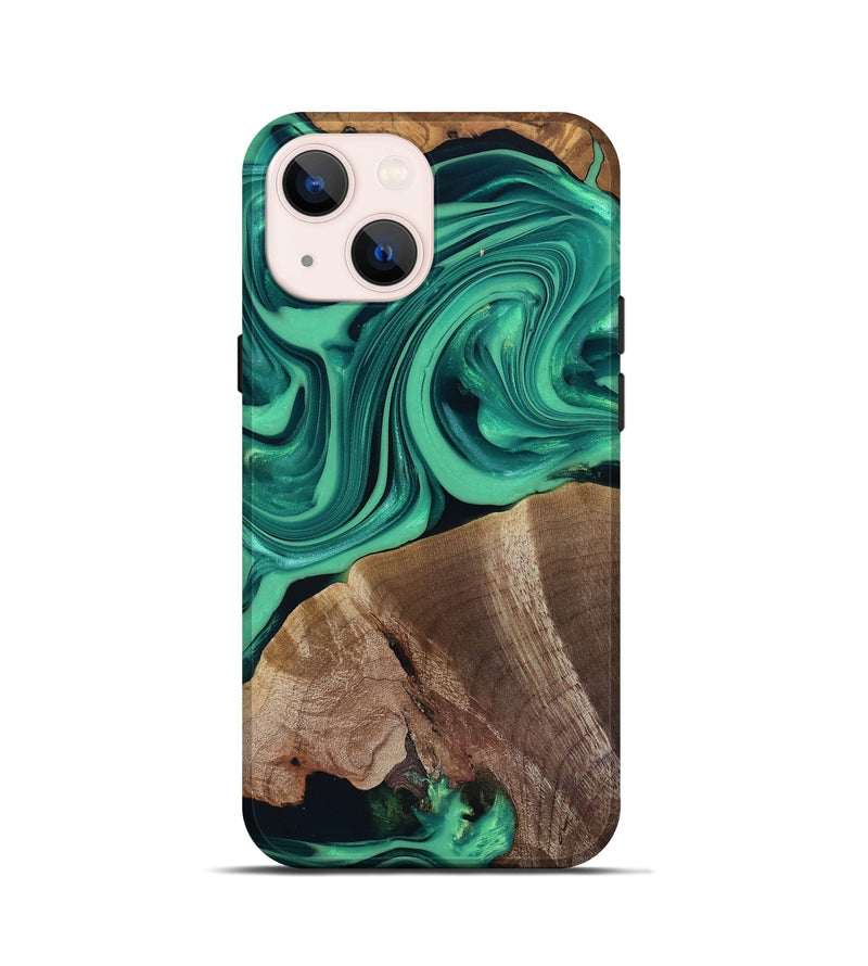 iPhone 13 mini Wood Live Edge Phone Case - Annetta (Green, 816918)