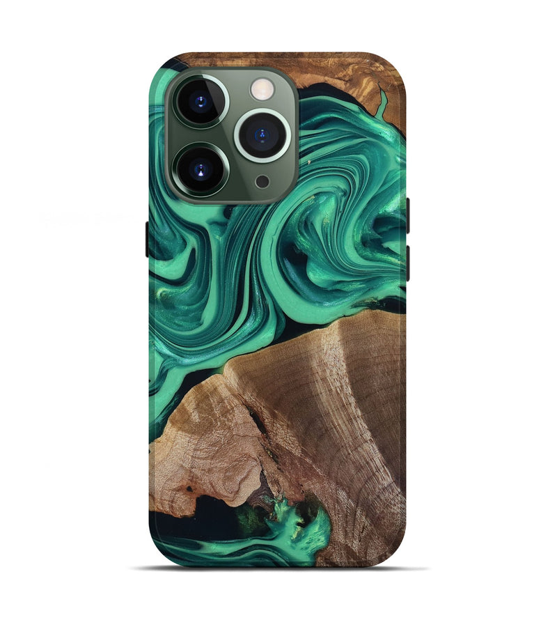 iPhone 13 Pro Wood Live Edge Phone Case - Annetta (Green, 816918)
