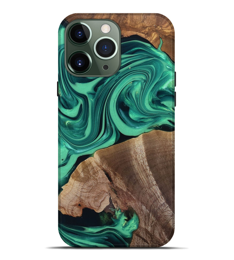 iPhone 13 Pro Max Wood Live Edge Phone Case - Annetta (Green, 816918)