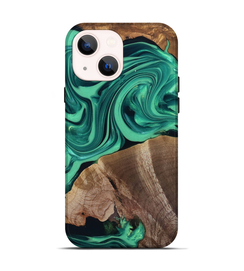 iPhone 14 Wood Live Edge Phone Case - Annetta (Green, 816918)