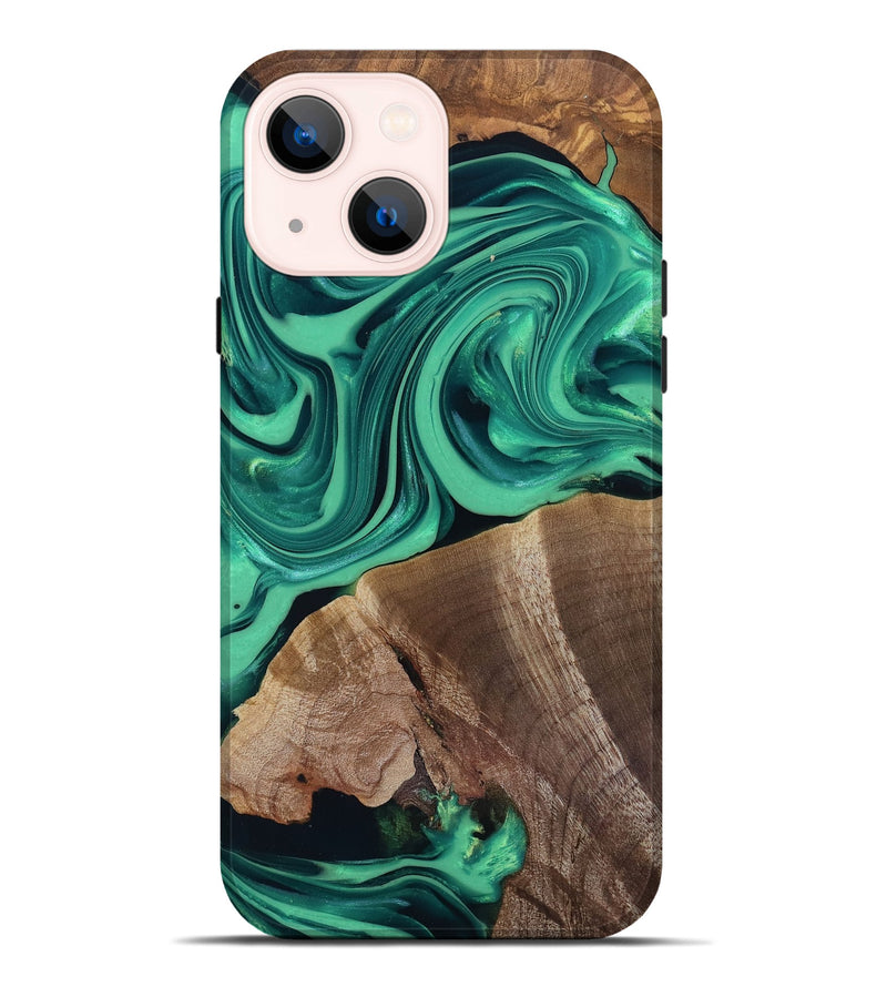 iPhone 14 Plus Wood Live Edge Phone Case - Annetta (Green, 816918)