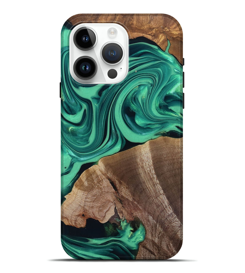 iPhone 15 Pro Max Wood Live Edge Phone Case - Annetta (Green, 816918)