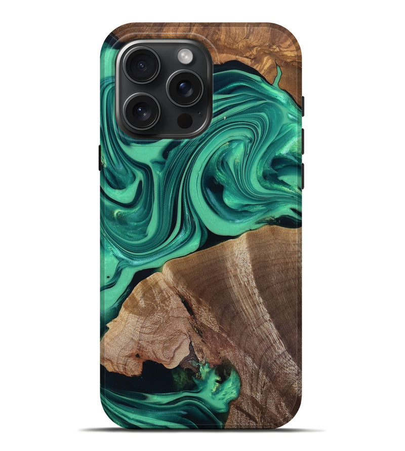 iPhone 16 Pro Max Wood Live Edge Phone Case - Annetta (Green, 816918)