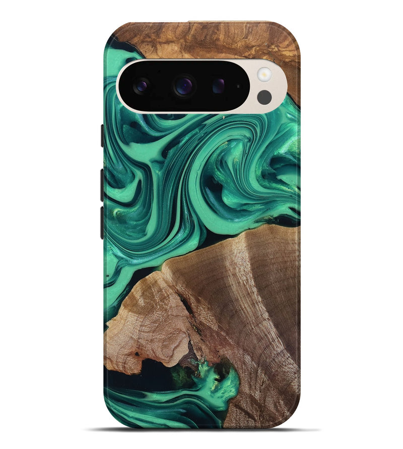 Pixel 9 Pro XL Wood Live Edge Phone Case - Annetta (Green, 816918)