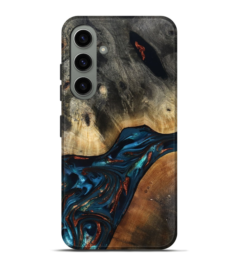 Galaxy S24 Plus Wood Live Edge Phone Case - Jericho (Teal & Gold, 816923)