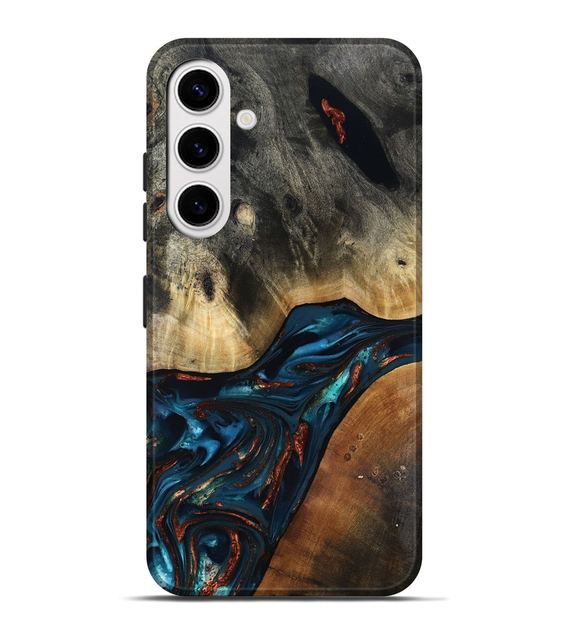 Galaxy S25 Plus Wood Live Edge Phone Case - Jericho (Teal & Gold, 816923)