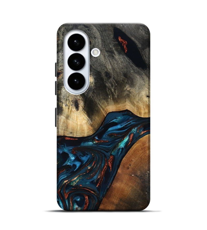 Galaxy S26 Wood Live Edge Phone Case - Jericho (Teal & Gold, 816923)