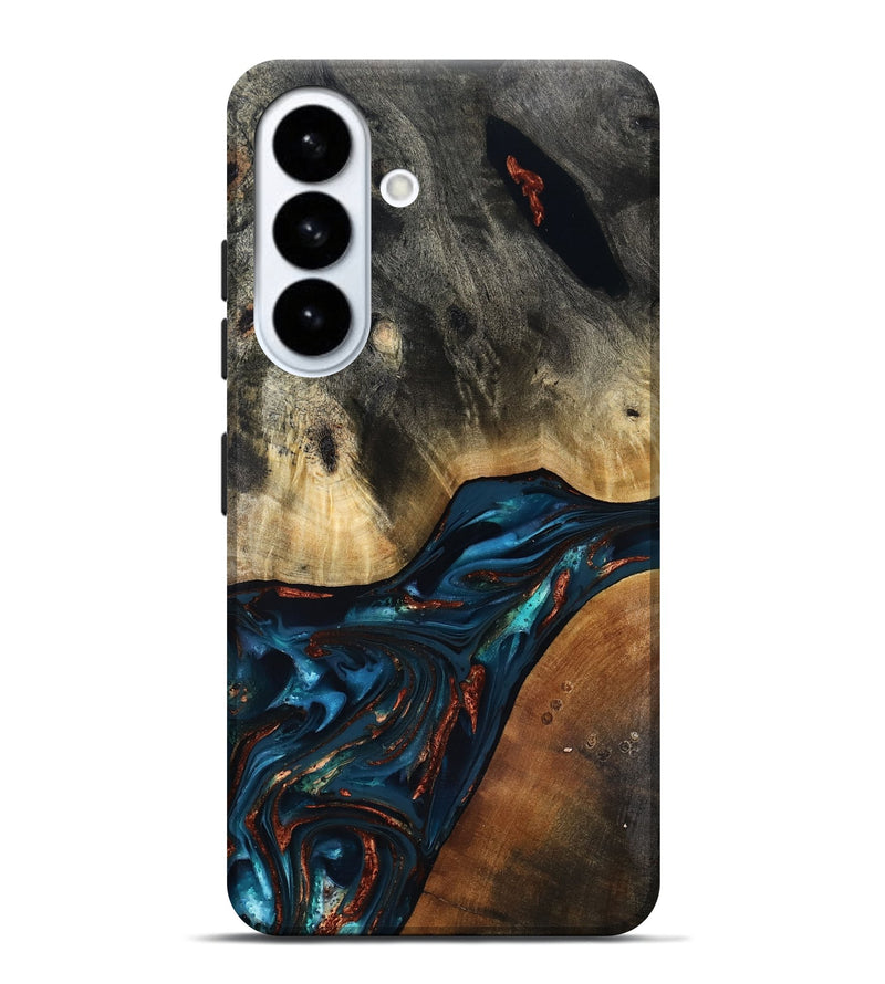 Galaxy S26 Plus Wood Live Edge Phone Case - Jericho (Teal & Gold, 816923)