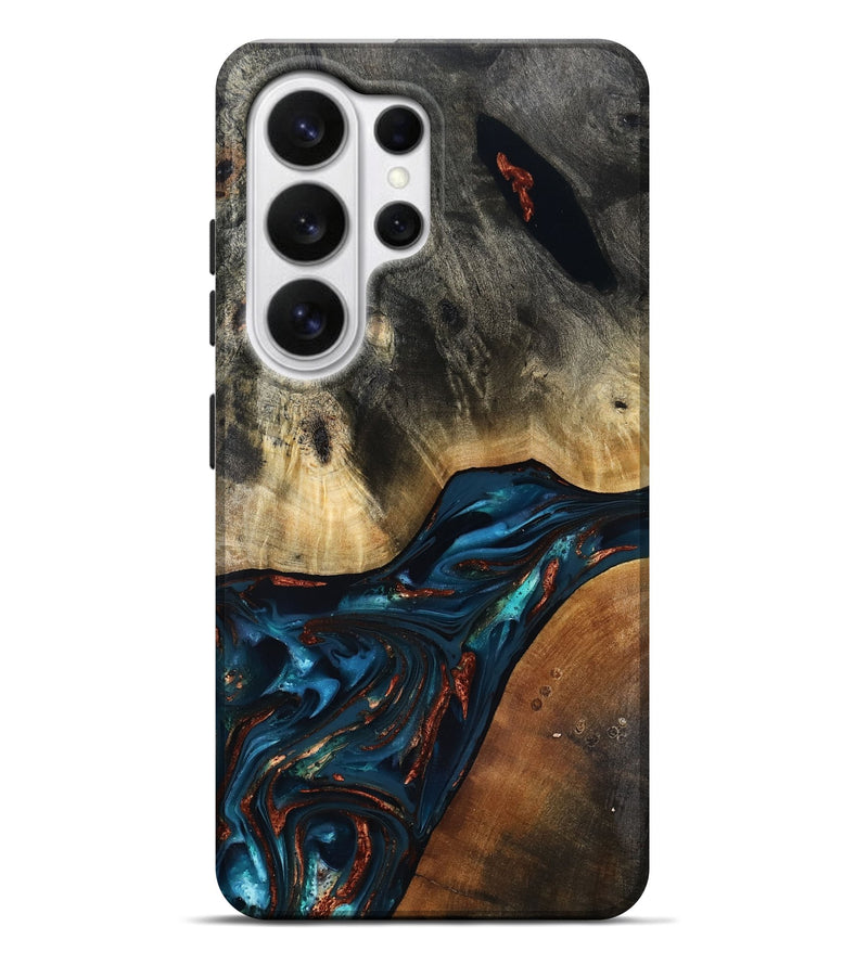 Galaxy S26 Ultra Wood Live Edge Phone Case - Jericho (Teal & Gold, 816923)