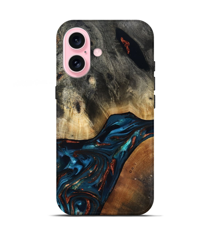 iPhone 17 Wood Live Edge Phone Case - Jericho (Teal & Gold, 816923)