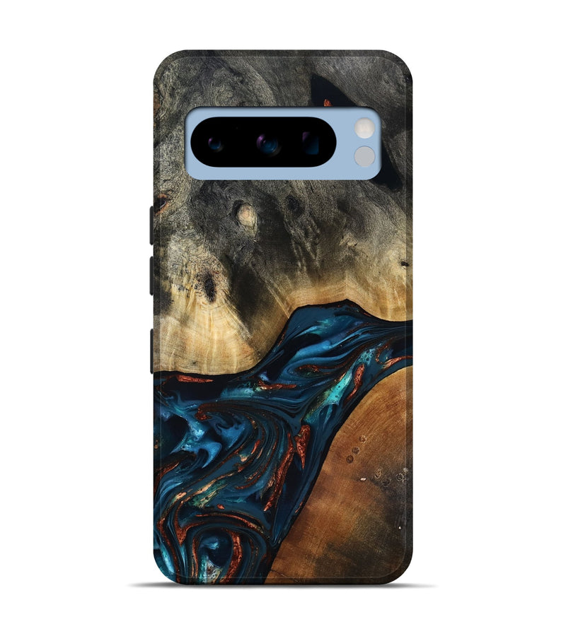 Pixel 8 Pro Wood Live Edge Phone Case - Jericho (Teal & Gold, 816923)