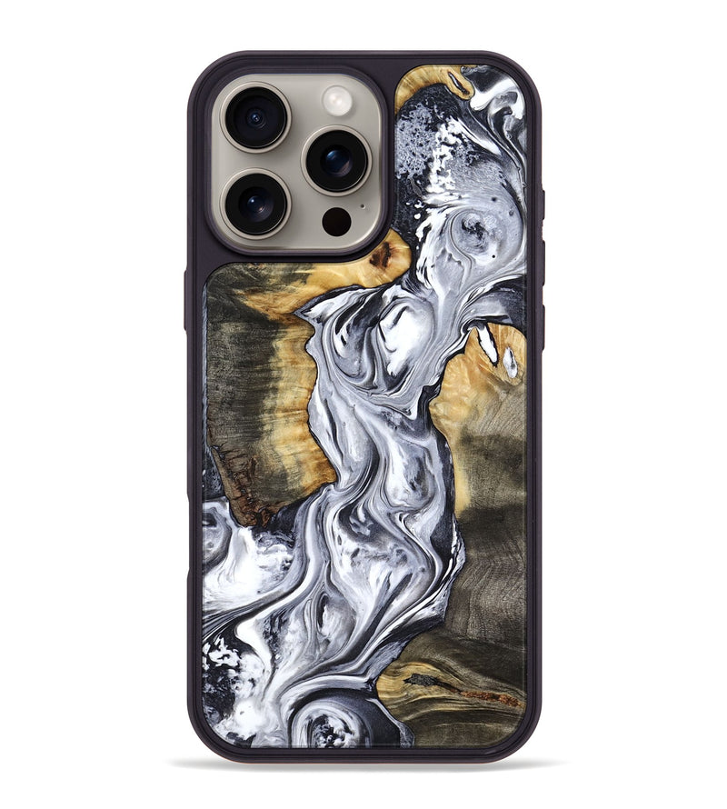 iPhone 16 Pro Max Wood Phone Case - Donn (Black & White, 816927)