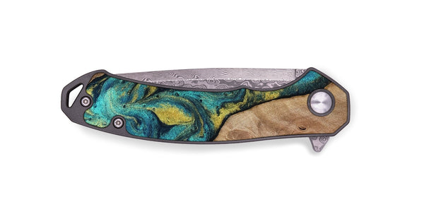 EDC Wood Pocket Knife - Sidney (Teal & Gold, 816931)