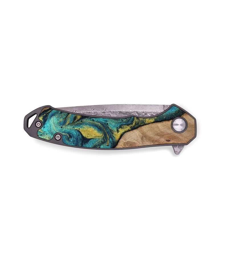 EDC Wood Pocket Knife - Sidney (Teal & Gold, 816931)