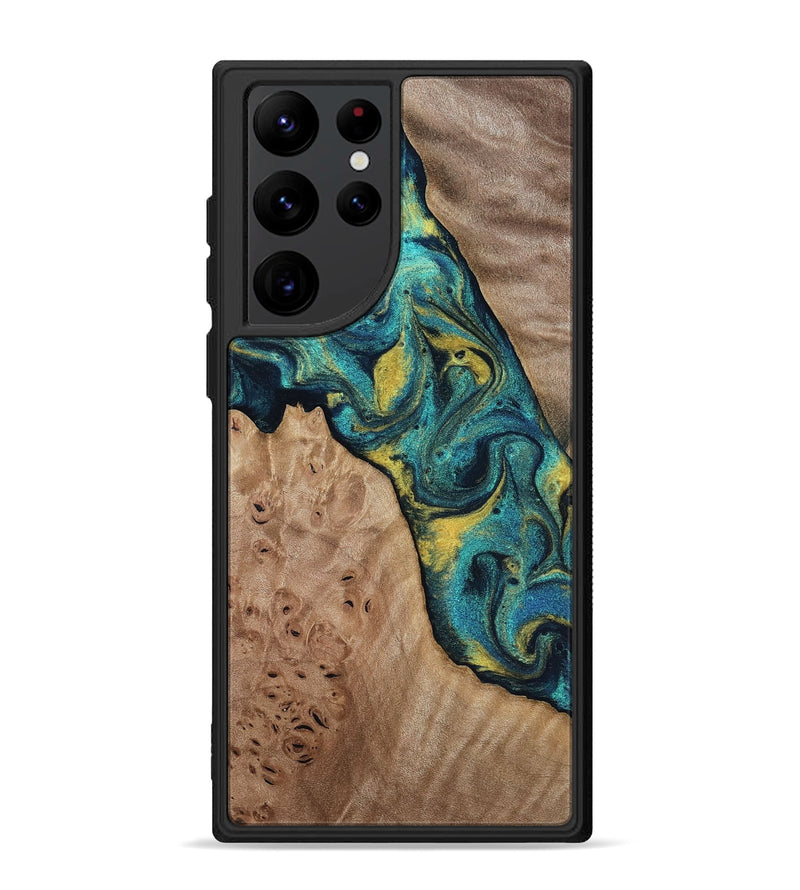 Galaxy S22 Ultra Wood Phone Case - Sidney (Teal & Gold, 816931)