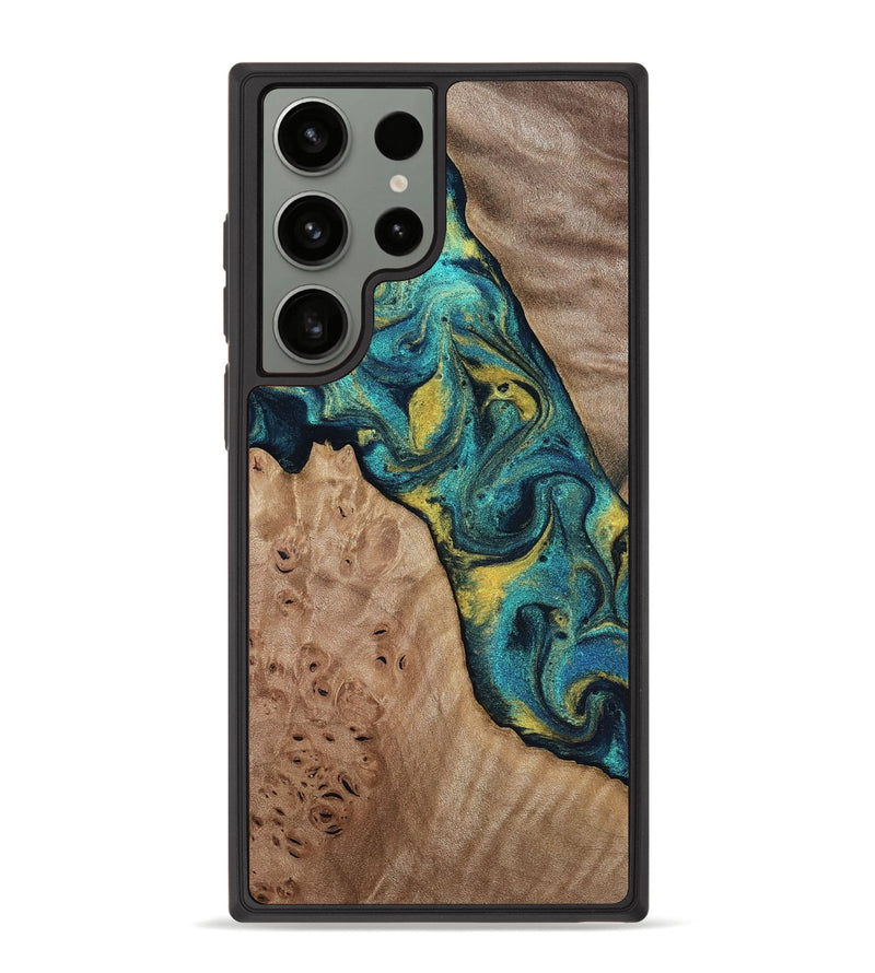 Galaxy S23 Ultra Wood Phone Case - Sidney (Teal & Gold, 816931)