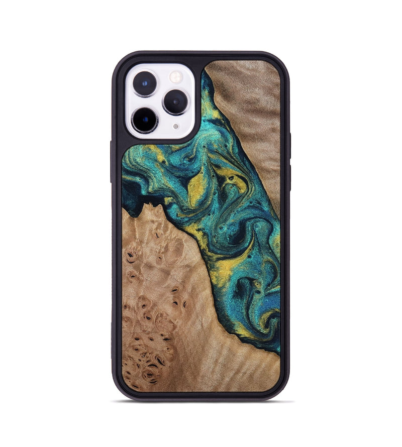iPhone 11 Pro Wood Phone Case - Sidney (Teal & Gold, 816931)
