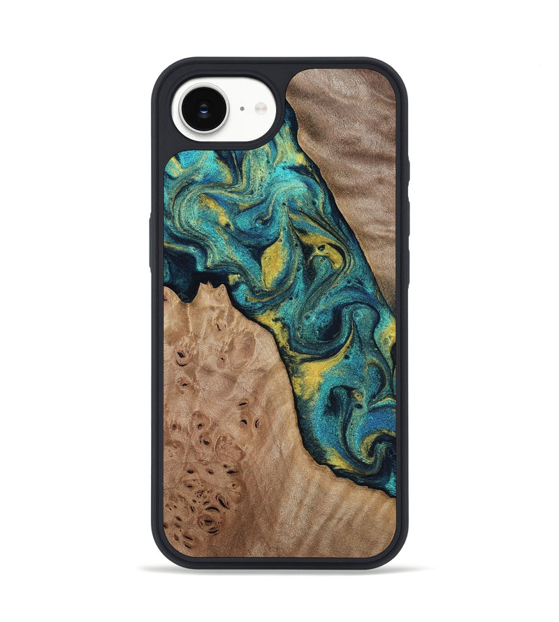 iPhone 16e Wood Phone Case - Sidney (Teal & Gold, 816931)