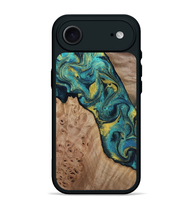 iPhone 17 Air Wood Phone Case - Sidney (Teal & Gold, 816931)