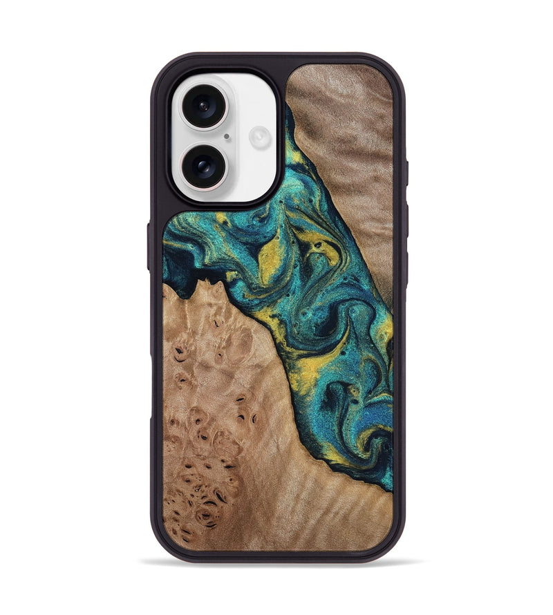 iPhone 17 Wood Phone Case - Sidney (Teal & Gold, 816931)