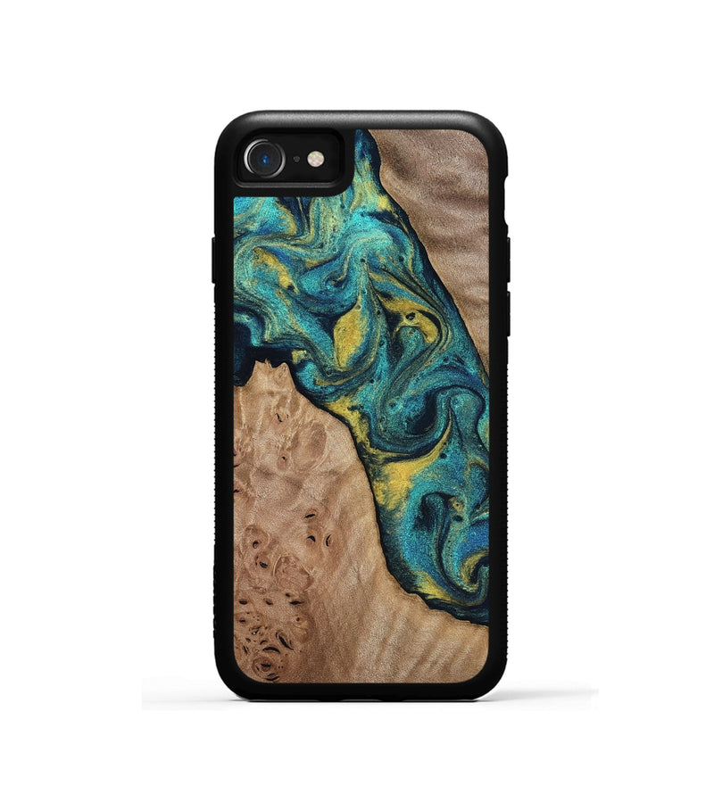 iPhone SE Wood Phone Case - Sidney (Teal & Gold, 816931)