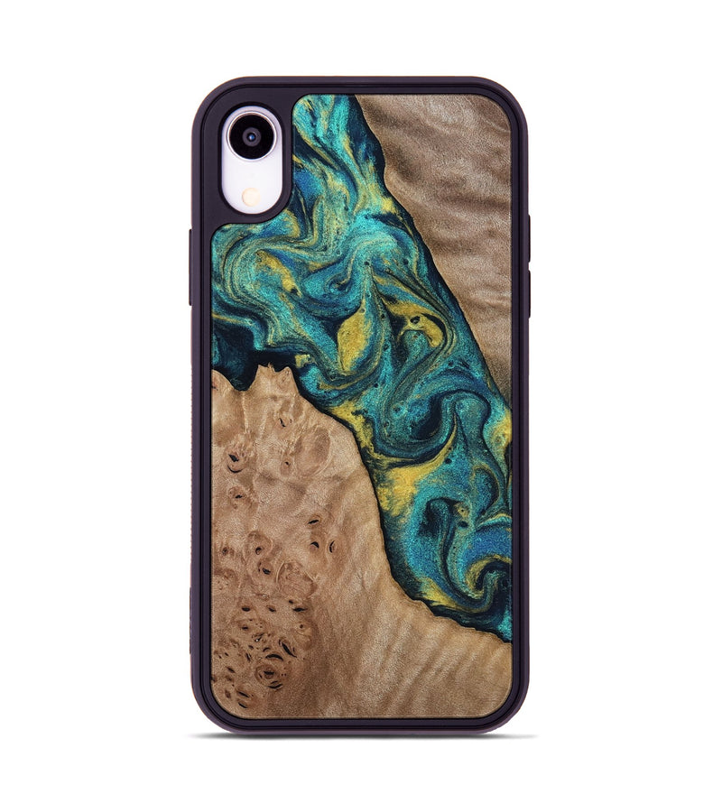 iPhone Xr Wood Phone Case - Sidney (Teal & Gold, 816931)