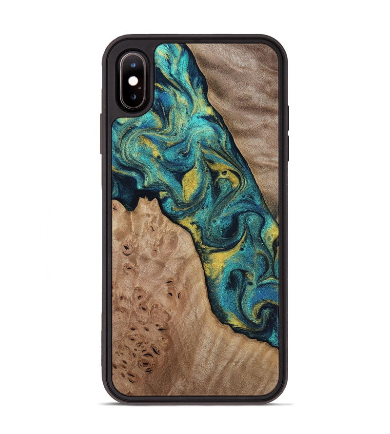 iPhone Xs Max Wood Phone Case - Sidney (Teal & Gold, 816931)