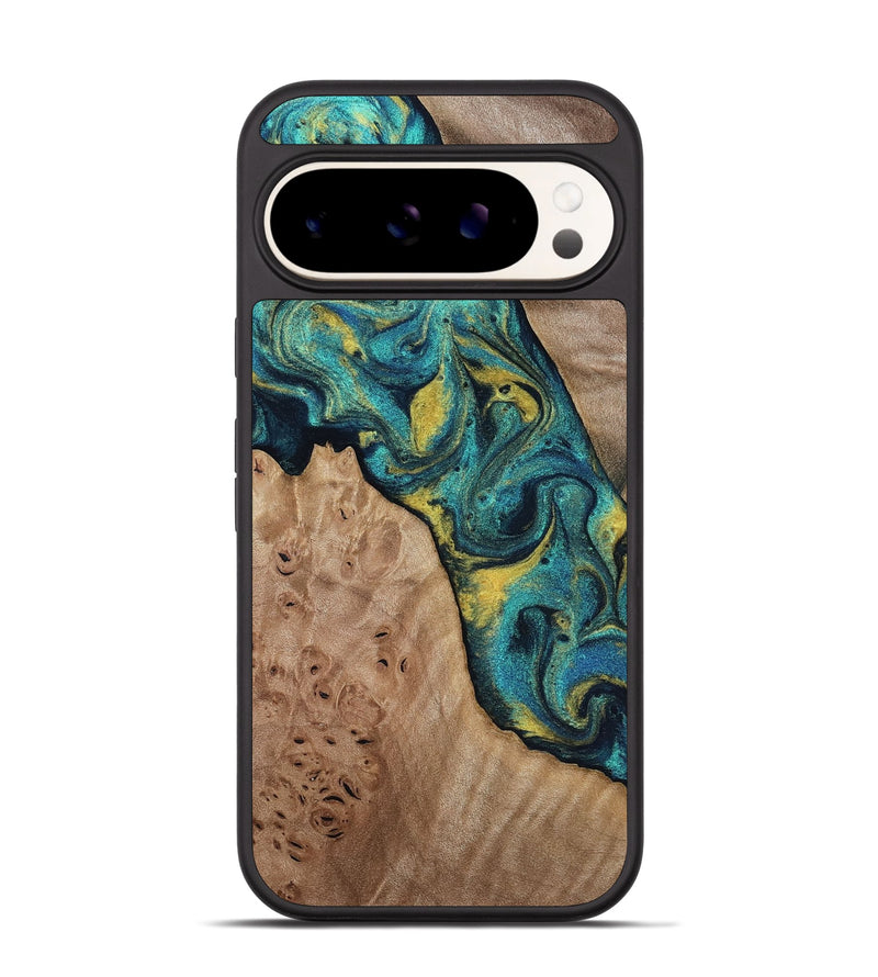 Pixel 9 Pro Wood Phone Case - Sidney (Teal & Gold, 816931)