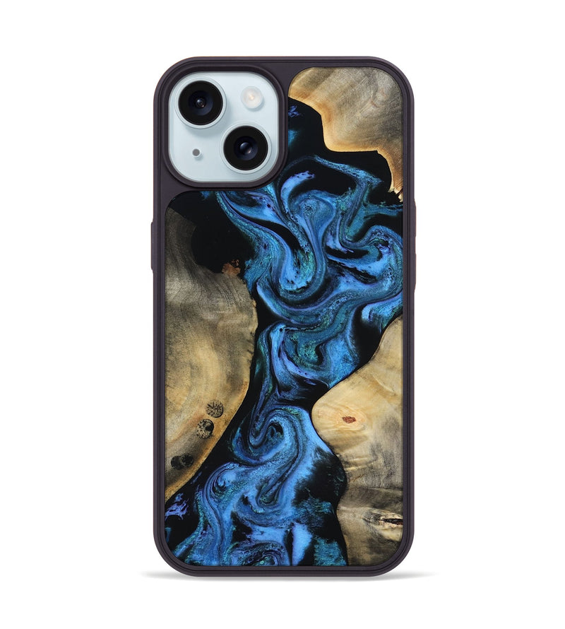 iPhone 15 Wood Phone Case - Kadence (Blue, 816938)