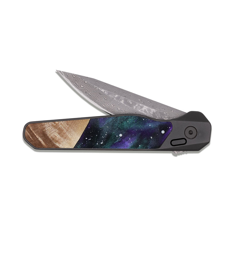 EDC Dark Damascus Wood Pocket Knife - Zariyah (Cosmos, 816973)