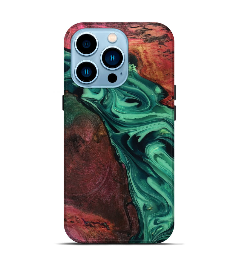 iPhone 14 Pro Wood Live Edge Phone Case - Hershel (Green, 816996)