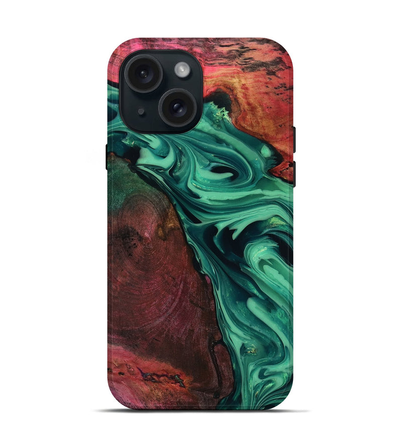iPhone 15 Wood Live Edge Phone Case - Hershel (Green, 816996)