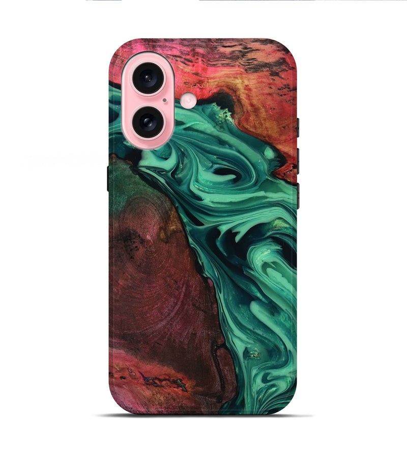 iPhone 16 Wood Live Edge Phone Case - Hershel (Green, 816996)