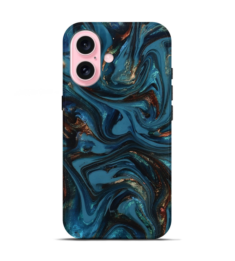 iPhone 17 ResinArt Live Edge Phone Case - Watson (Teal & Gold, 817001)
