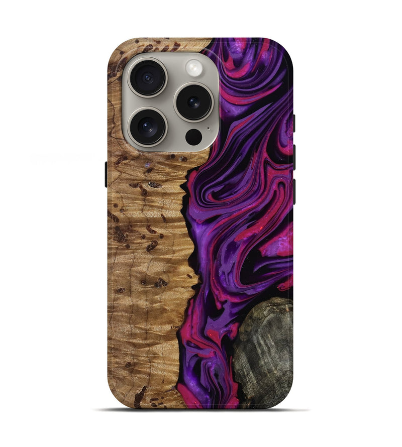 iPhone 16 Pro Wood Live Edge Phone Case - Carmelo (Purple, 817003)