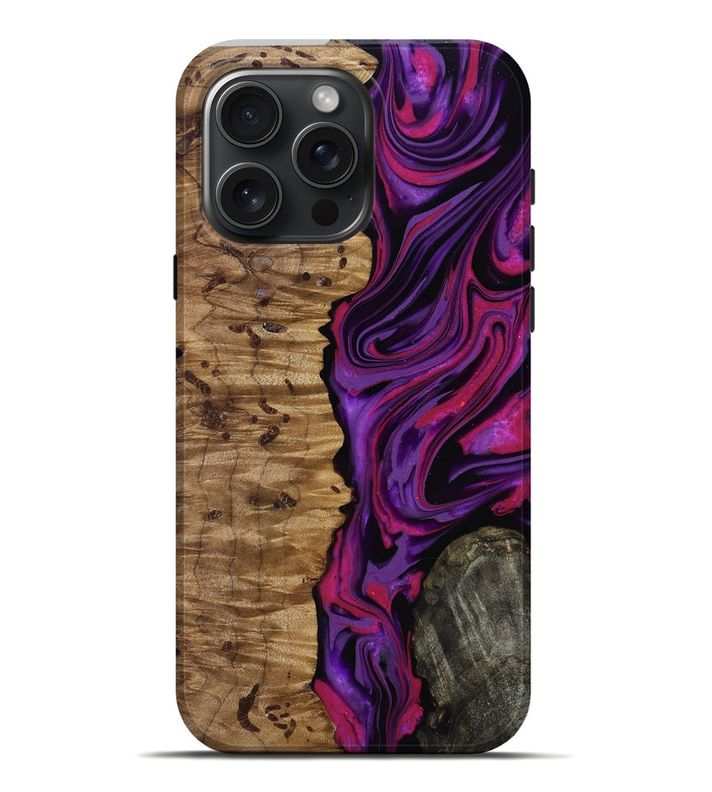 iPhone 16 Pro Max Wood Live Edge Phone Case - Carmelo (Purple, 817003)
