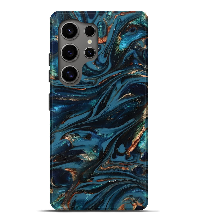 Galaxy S25 Ultra ResinArt Live Edge Phone Case - Kiana (Teal & Gold, 817004)