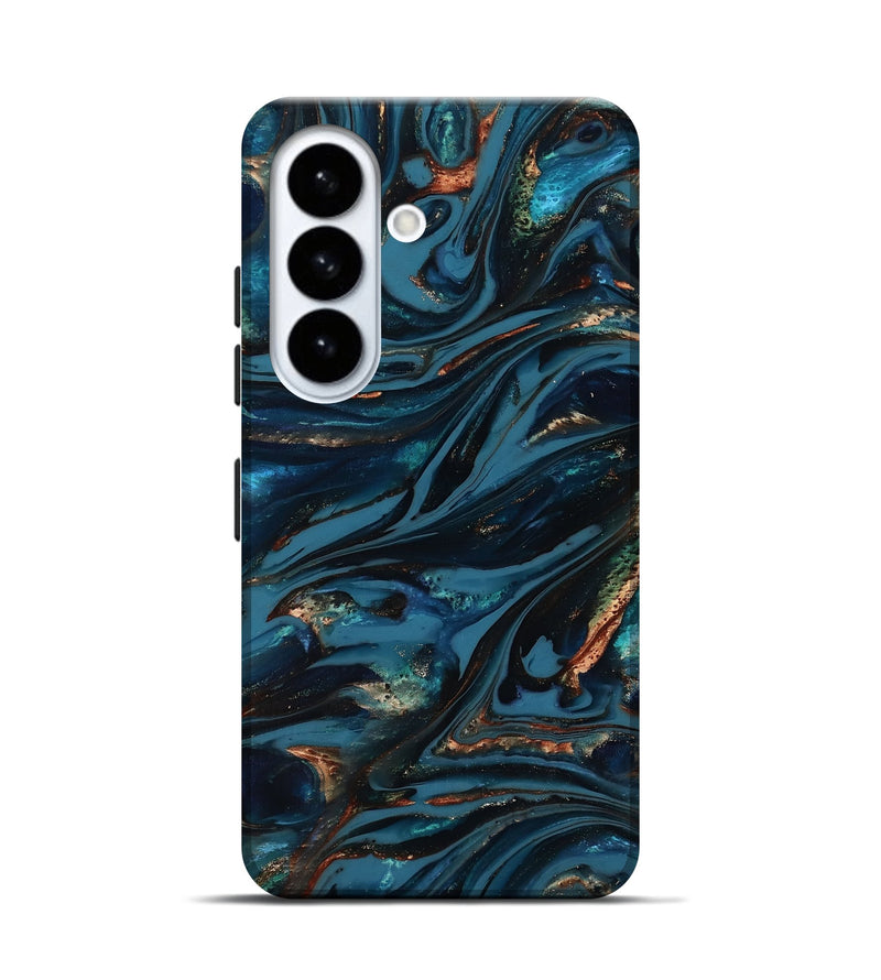 Galaxy S26 ResinArt Live Edge Phone Case - Kiana (Teal & Gold, 817004)