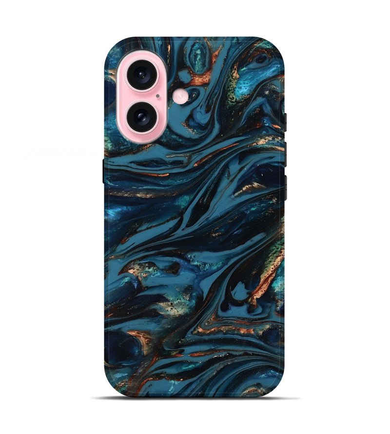 iPhone 17 ResinArt Live Edge Phone Case - Kiana (Teal & Gold, 817004)