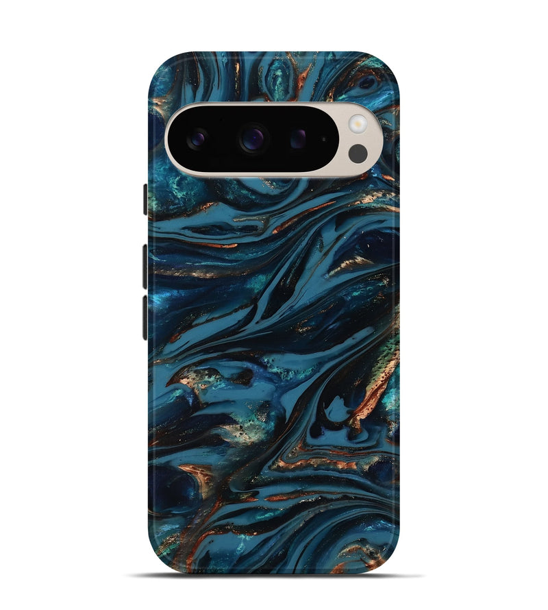 Pixel 9 Pro ResinArt Live Edge Phone Case - Kiana (Teal & Gold, 817004)