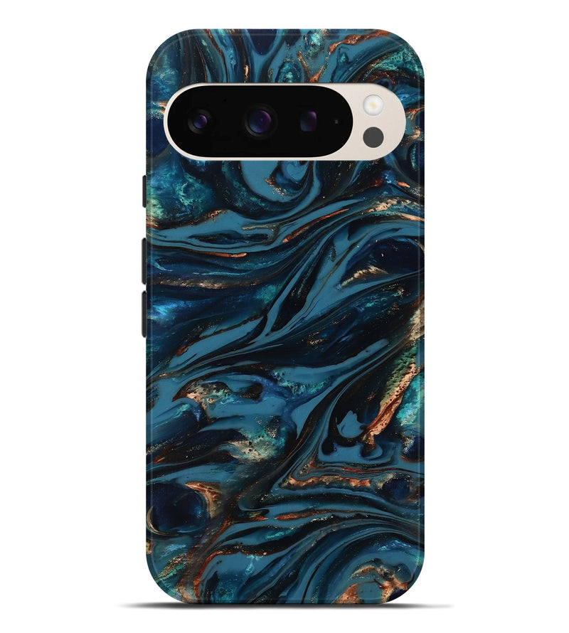 Pixel 9 Pro XL ResinArt Live Edge Phone Case - Kiana (Teal & Gold, 817004)
