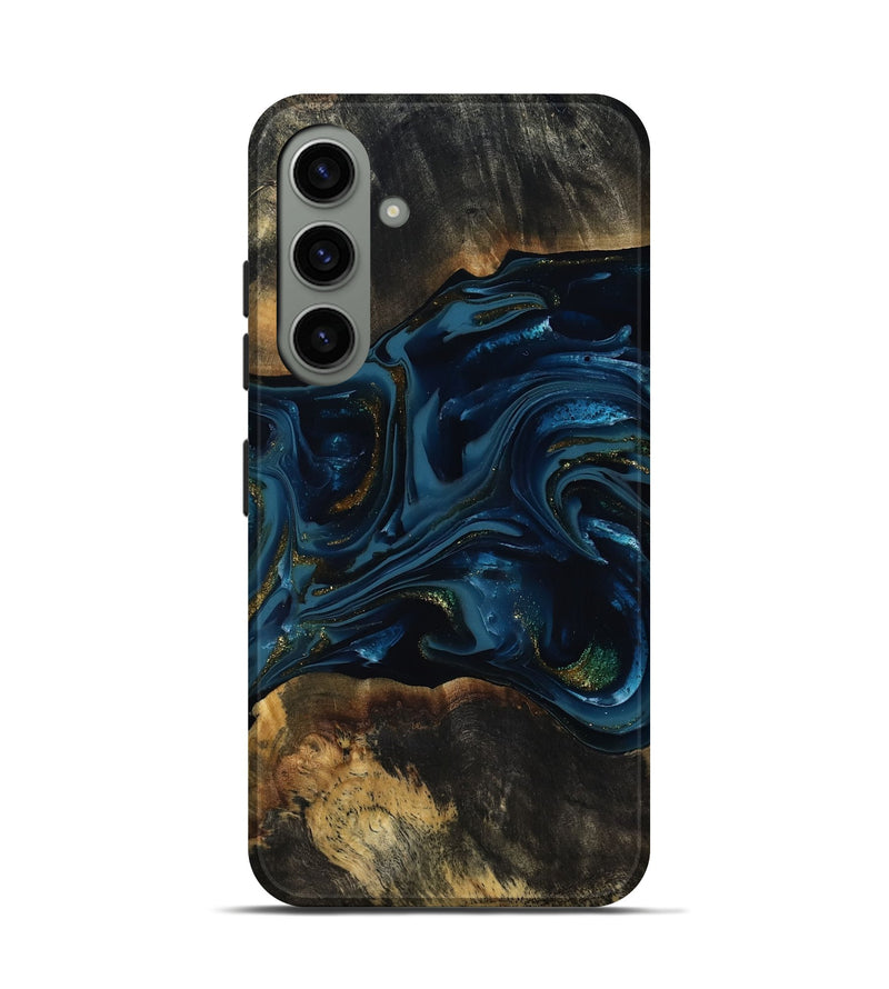 Galaxy S24 Wood Live Edge Phone Case - Garnett (Teal & Gold, 817006)