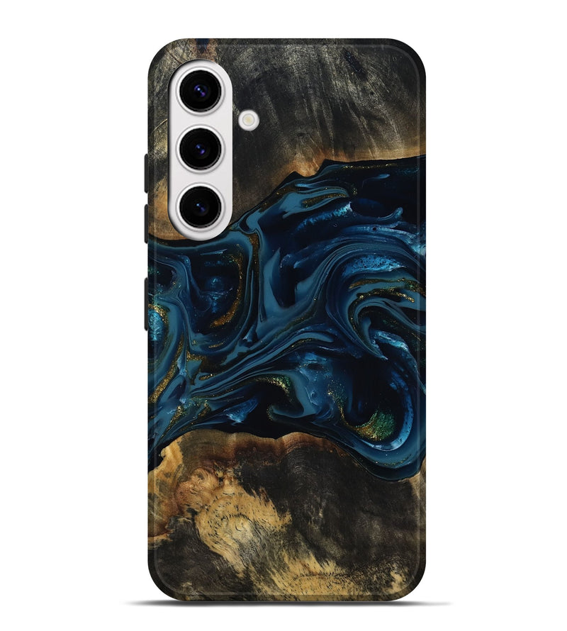 Galaxy S25 Plus Wood Live Edge Phone Case - Garnett (Teal & Gold, 817006)