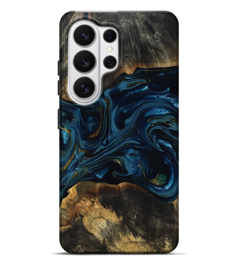 Galaxy S26 Ultra Wood Live Edge Phone Case - Garnett (Teal & Gold, 817006)