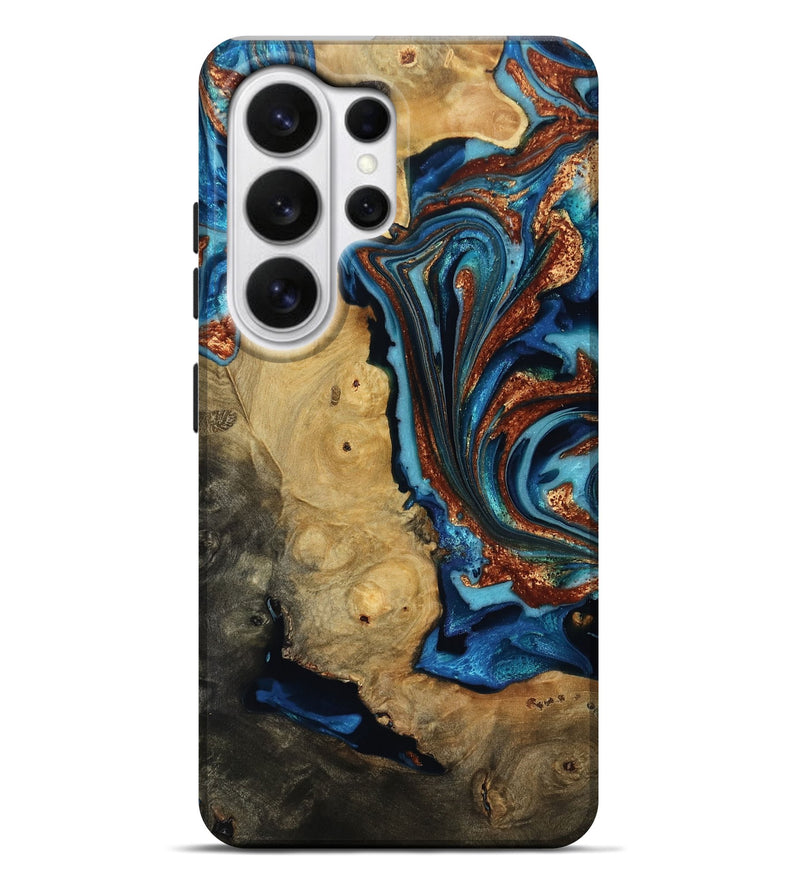 Galaxy S26 Ultra Wood Live Edge Phone Case - Emmie (Teal & Gold, 817007)