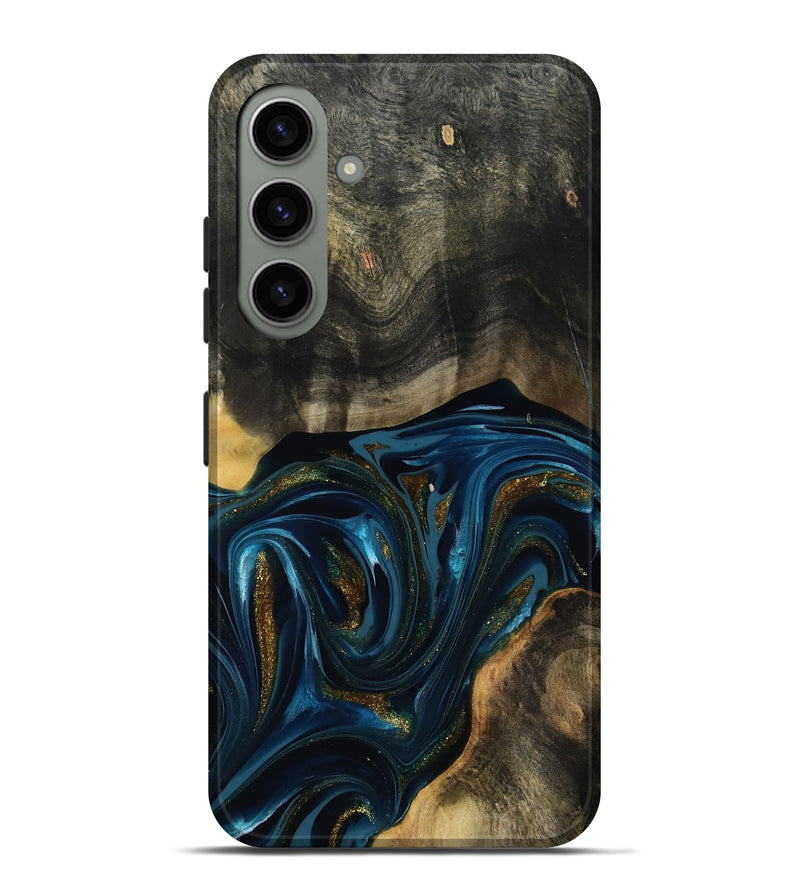 Galaxy S24 Plus Wood Live Edge Phone Case - Dakari (Teal & Gold, 817008)